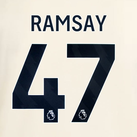 2025 2026 OFFICIAL LIVERPOOL RAMSAY 47 BLACK AWAY PLAYER SIZE NAMESET