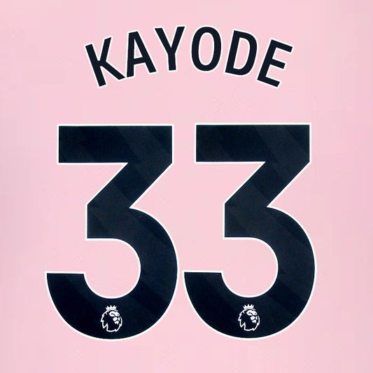 2024 2025 BRENTFORD KAYODE 33 OFFICIAL BLACK AWAY PLAYER SIZE NAMESET