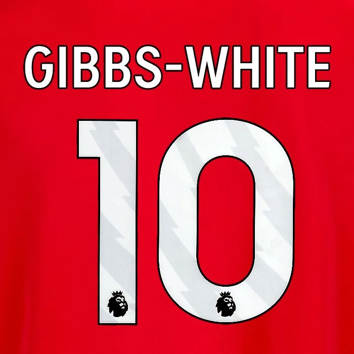 2025 2026 OFFICIAL NOTTINGHAM GIBBS WHITE 10 WHITE HOME PLAYER SIZE NAMESET
