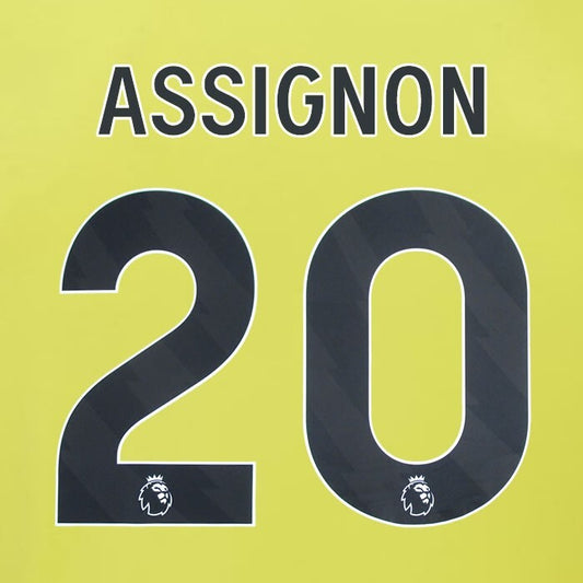 2023 2024 BURNLEY ASSIGNON 20 OFFICIAL BLACK AWAY PLAYER SIZE NAMESET
