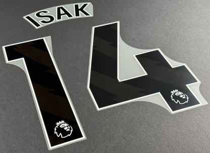 NEWCASTLE UNITED 24-25 ISAK 14 OFFICIAL AVERY DENNISON BLACK PLAYER SIZE SET