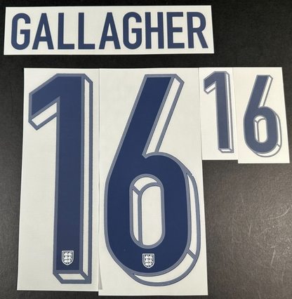 ENGLAND 2024-2025 OFFICIAL SPORTING ID GALLAGHER 16 HOME PLAYER SIZE NAME SET