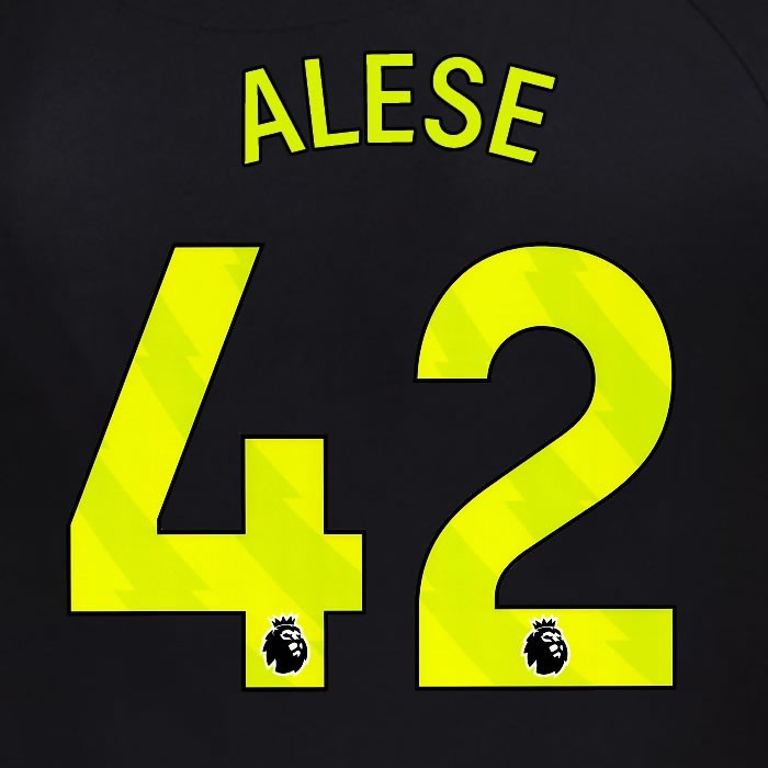 2025 2026 OFFICIAL SUNDERLAND ALESE 42 YELLOW 3RD PLAYER SIZE NAME SET