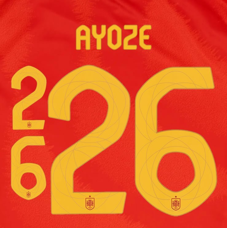 2024 2025 OFFICIAL SPAIN AYOZE 26 HOME PLAYER SIZE NAMESET