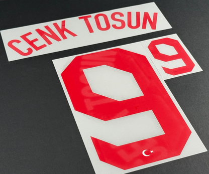 TURKEY 2020-2021 OFFICIAL CENK TOSUN 9 AWAY RED PLAYER SIZE NAME SET
