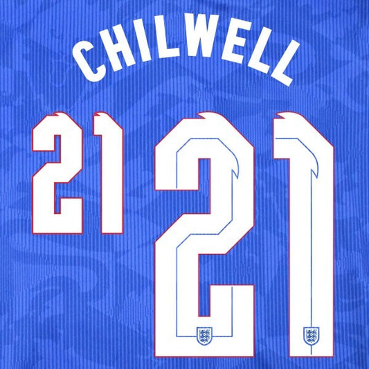 ENGLAND 2020 2021 OFFICIAL SPORTING ID CHILWELL 21 AWAY PLAYER NAMESET