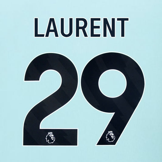 2025 2026 BURNLEY LAURENT 29 OFFICIAL BLACK AWAY PLAYER SIZE NAMESET