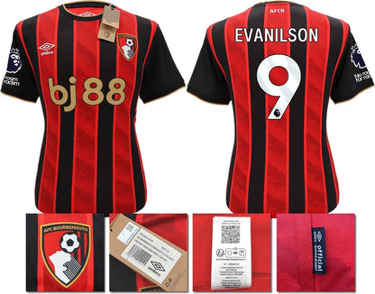 BNWT 2025 2026 UMBRO AFC BOURNEMOUTH HOME SHIRT EVANILSON 9