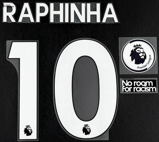 LEEDS UNITED 19-23 RAPHINHA 10 OFFICIAL AVERY DENNISON WHITE + PATCH SET