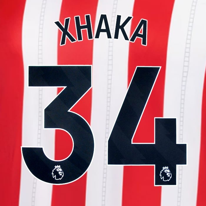 2025 2026 OFFICIAL SUNDERLAND XHAKA 34 BLACK HOME PLAYER SIZE NAME SET