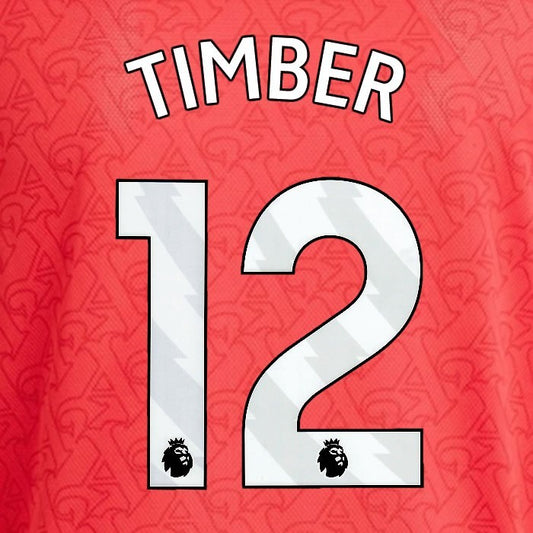 2025 2026 ARSENAL TIMBER 12 WHITE HOME OFFICIAL PLAYER SIZE NAMESET