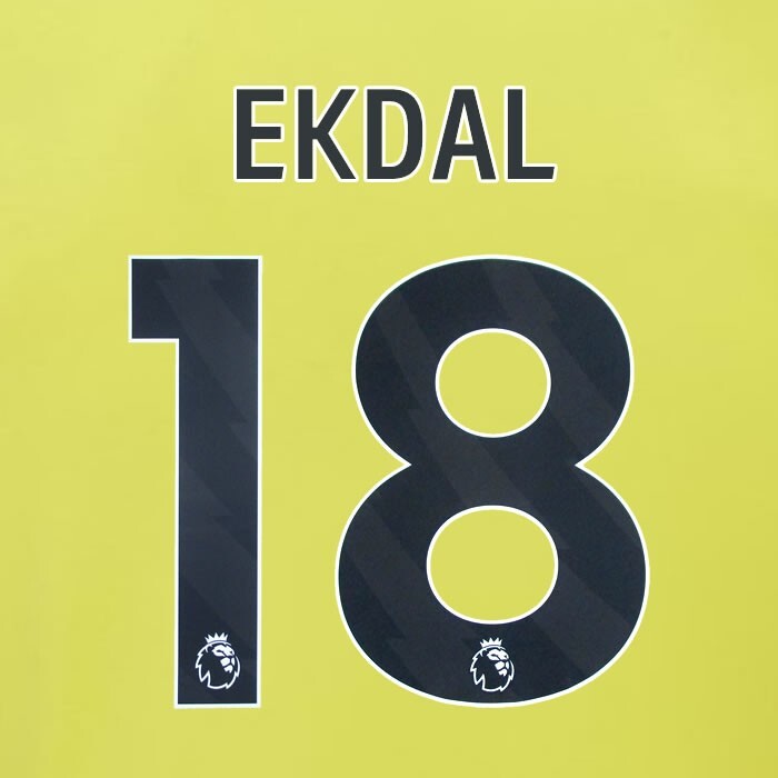 2023 2024 BURNLEY EKDAL 18 OFFICIAL BLACK AWAY PLAYER SIZE NAMESET
