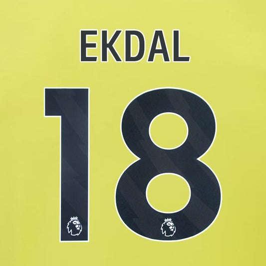 2023 2024 BURNLEY EKDAL 18 OFFICIAL BLACK AWAY PLAYER SIZE NAMESET