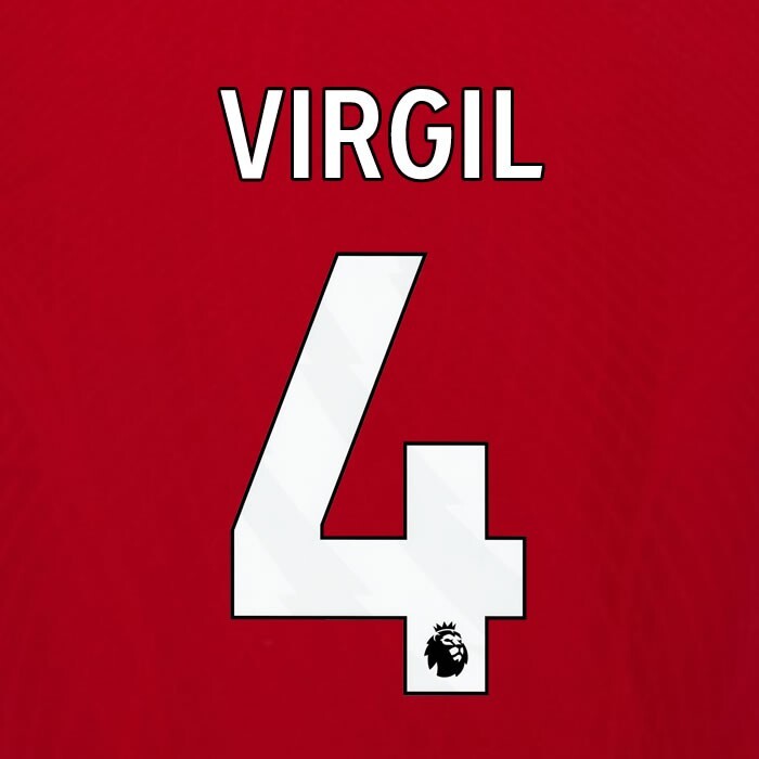 2023 2024 OFFICIAL LIVERPOOL VIRGIL 4 WHITE HOME PLAYER SIZE NAMESET