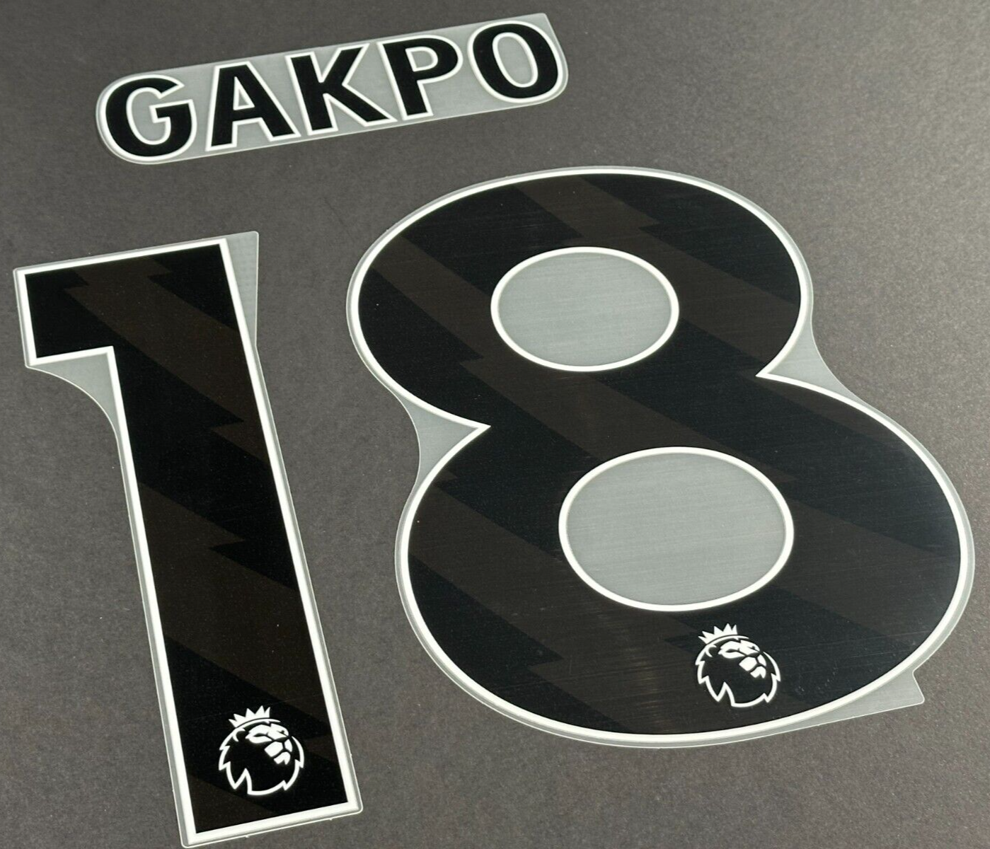 LIVERPOOL 2023 / 24 GAKPO 18 OFFICIAL AVERY DENNISON BLACK PLAYER SIZE NAME SET