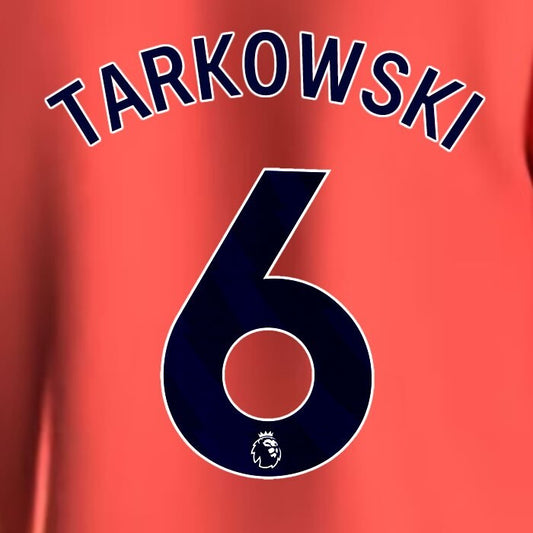 2023 2024 EVERTON TARKOWSKI 6 OFFICIAL BLUE AWAY PLAYER SIZE NAMESET