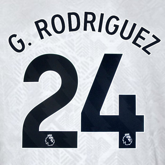 2024 2025 WEST HAM G RODIGUEZ 24 OFFICIAL 3RD BLACK PLAYER SIZE NAMESET