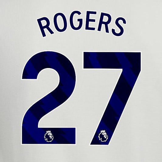 2025 2026 ASTON VILLA ROGERS 27 OFFICIAL BLUE 3RD PLAYER SIZE NAMESET
