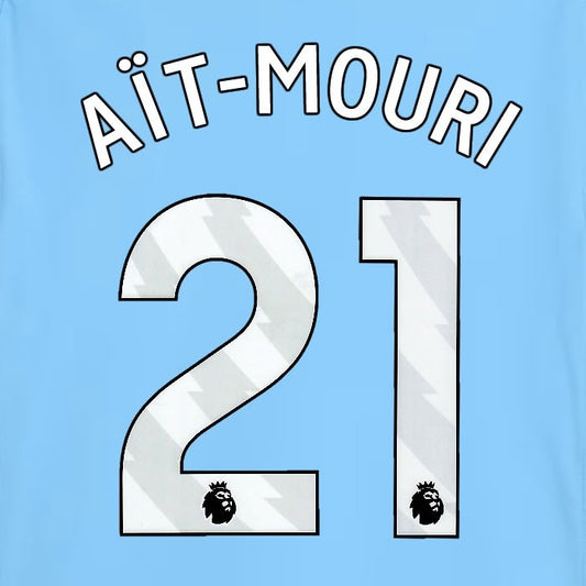 2025 2026 MANCHESTER CITY AIT NOURI 21 WHITE HOME PLAYER SIZE NAME SET