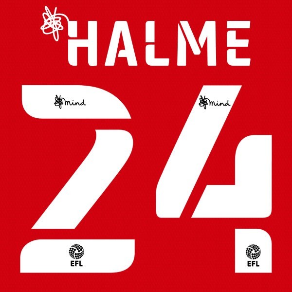 BARNSLEY 2020 2021 OFFICIAL HALME 24 HOME PLAYER SIZE NAME SET