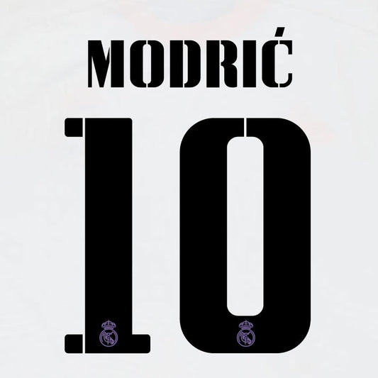 22 23 AVERY DENNISON REAL MADRID MODRIC' 10 HOME BLACK PLAYER SIZE NAMESET