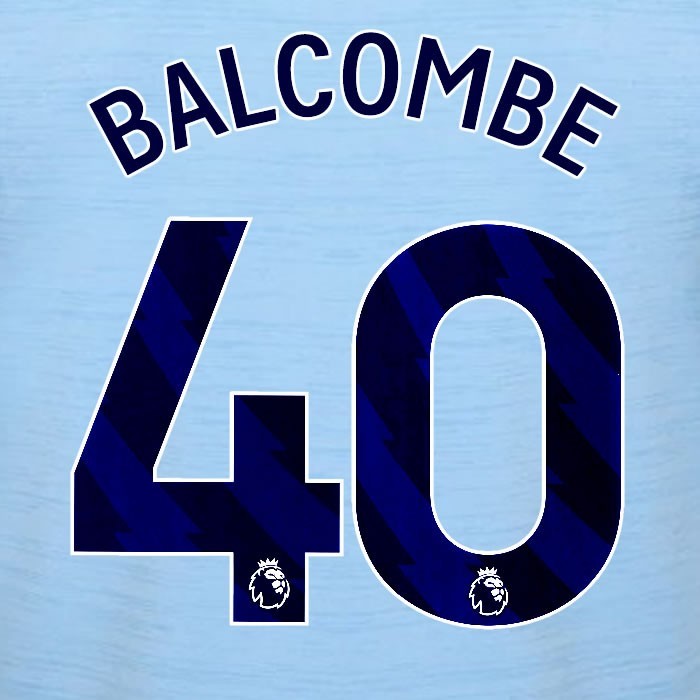 2023 2024 BRENTFORD BALCOMBE 40 OFFICIAL BLUE AWAY PLAYER SIZE NAMESET