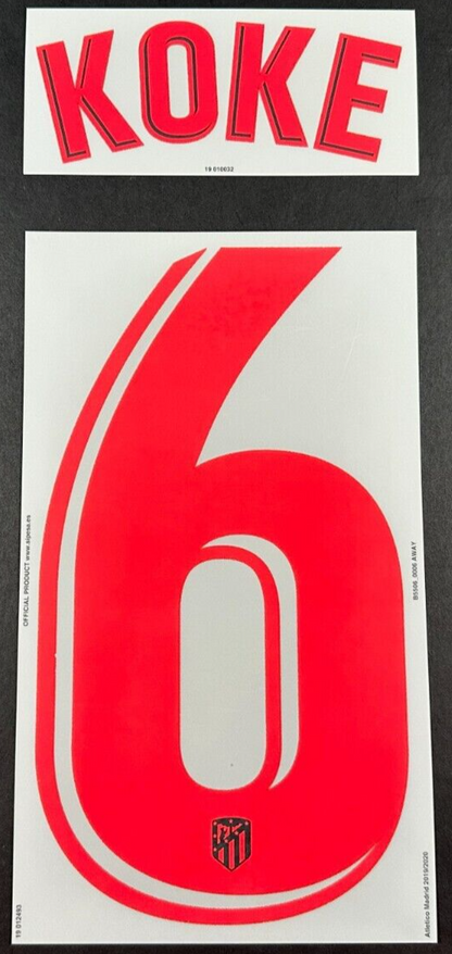 2019 2020 OFFICIAL ATLETICO MADRID KOKE 6 AWAY PLAYER SIZE NAMESET