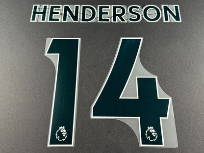 LIVERPOOL 2021 2022 HENDERSON 14 OFFICIAL AVERY BLACK PLAYER SIZE NAME SET