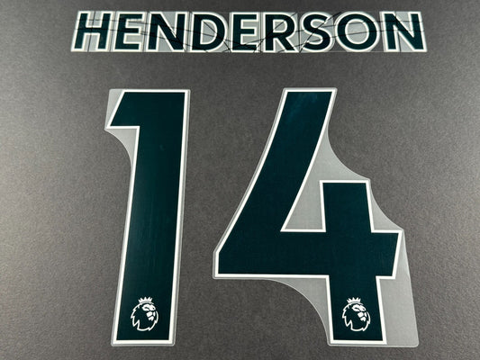 LIVERPOOL 2021 2022 HENDERSON 14 OFFICIAL AVERY BLACK PLAYER SIZE NAME SET