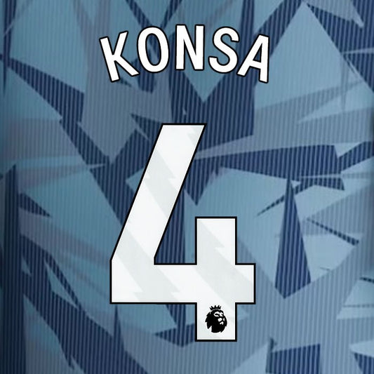 2023 2024 ASTON VILLA KONSA 4 OFFICIAL WHITE 3RD PLAYER SIZE NAMESET