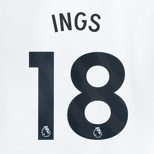 2023 2024 WEST HAM INGS 18 OFFICIAL AWAY BLACK PLAYER SIZE NAMESET