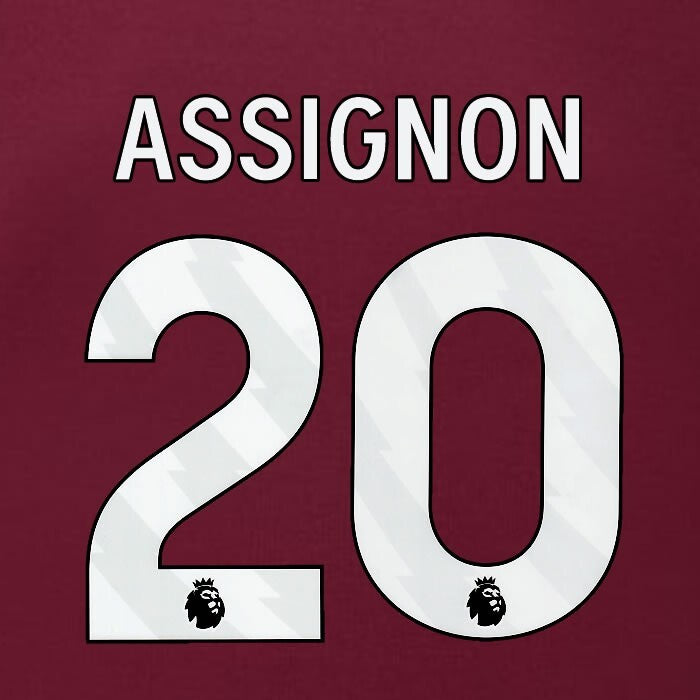 2023 2024 BURNLEY ASSIGNON 20 OFFICIAL WHITE HOME PLAYER SIZE NAMESET