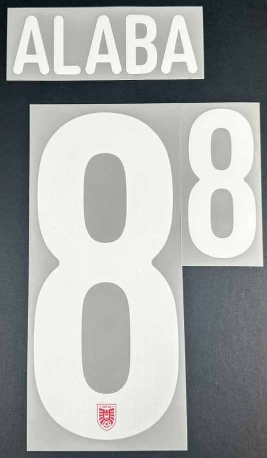 AUSTRIA 2024 2025 OFFICIAL ALABA 8 HOME PLAYER SIZE NAMESET 250MM/50MM