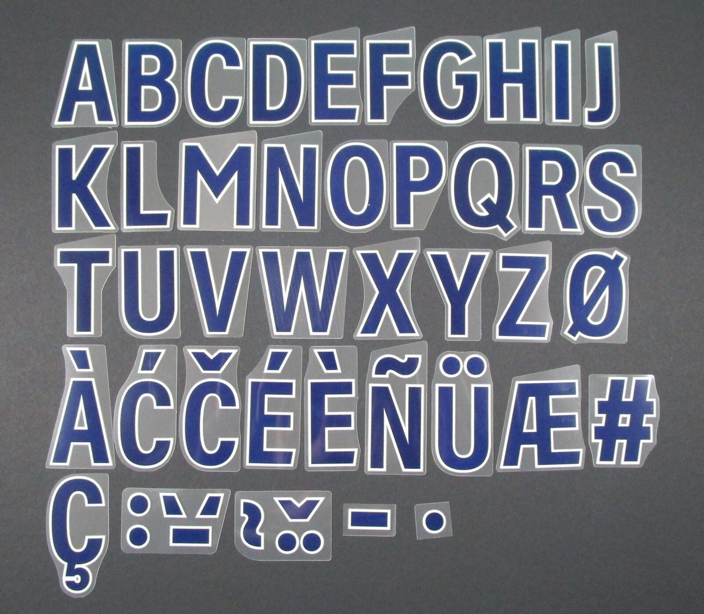 2023 - 2024 OFFICIAL AVERY DENNISON PREMIER LEAGUE BLUE PLAYER SIZE LETTERS