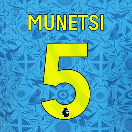 2025 2026 WOLVES 3RD YELLOW MUNETSI 5 OFFICIAL PLAYER SIZE NAMESET