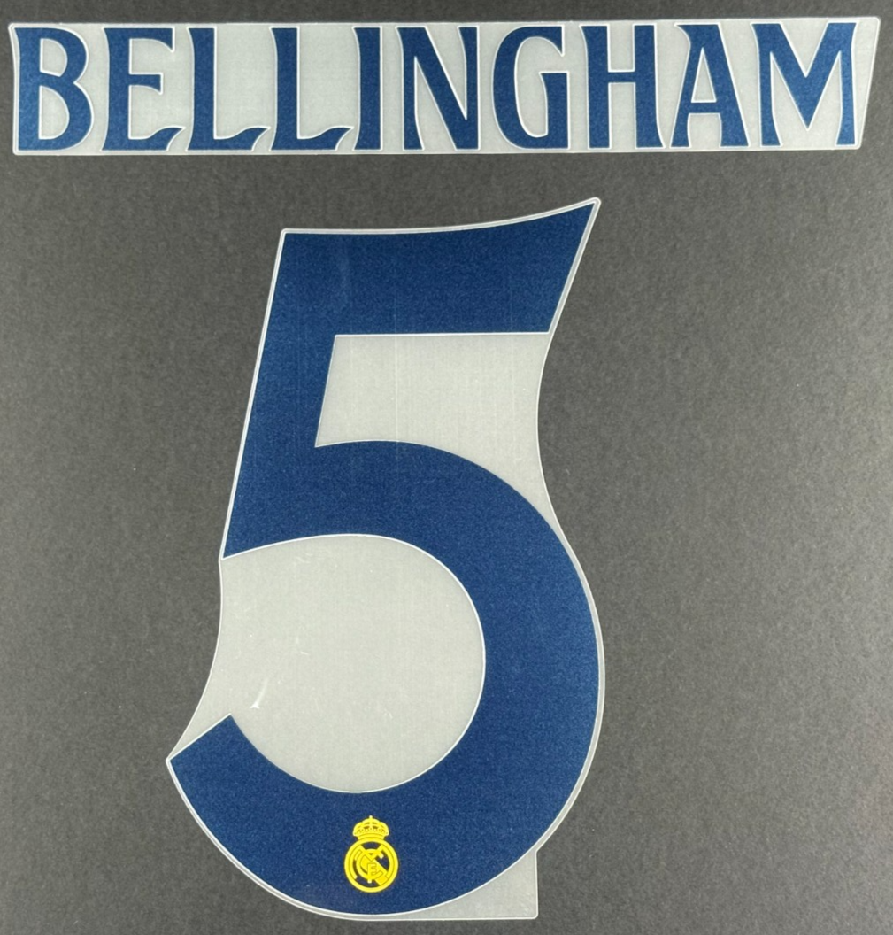 24/25 REAL MADRID BELLINGHAM 5 OFFICIAL AWAY PLAYER SIZE NAME SET