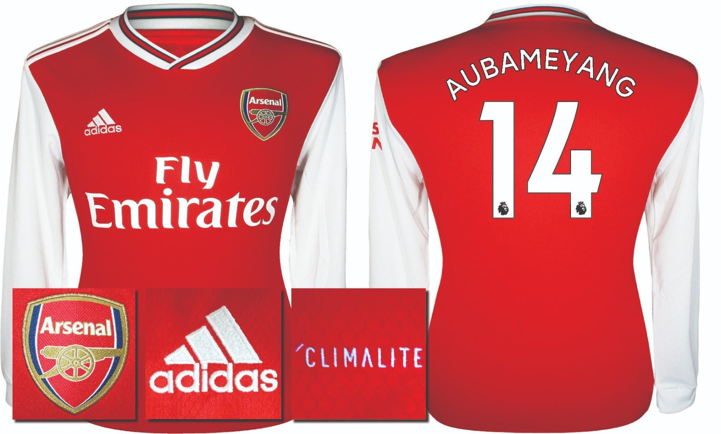 BRAND NEW ADIDAS ARSENAL HOME 2019 2020 AUBAMEYANG 14 LS SHIRT MEN'S SIZE MEDIUM