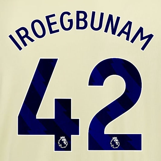 2025 2026 EVERTON IROEGBUNAM 42 OFFICIAL BLUE AWAY PLAYER SIZE NAMESET