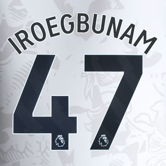 2023 2024 ASTON VILLA IROEGBUNAM 47 OFFICIAL BLACK AWAY PLAYER SIZE NAMESET