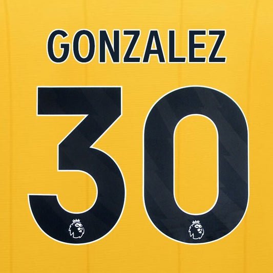 2023 2024 WOLVES HOME BLACK GONZALEZ 30 OFFICIAL PLAYER SIZE NAMESET