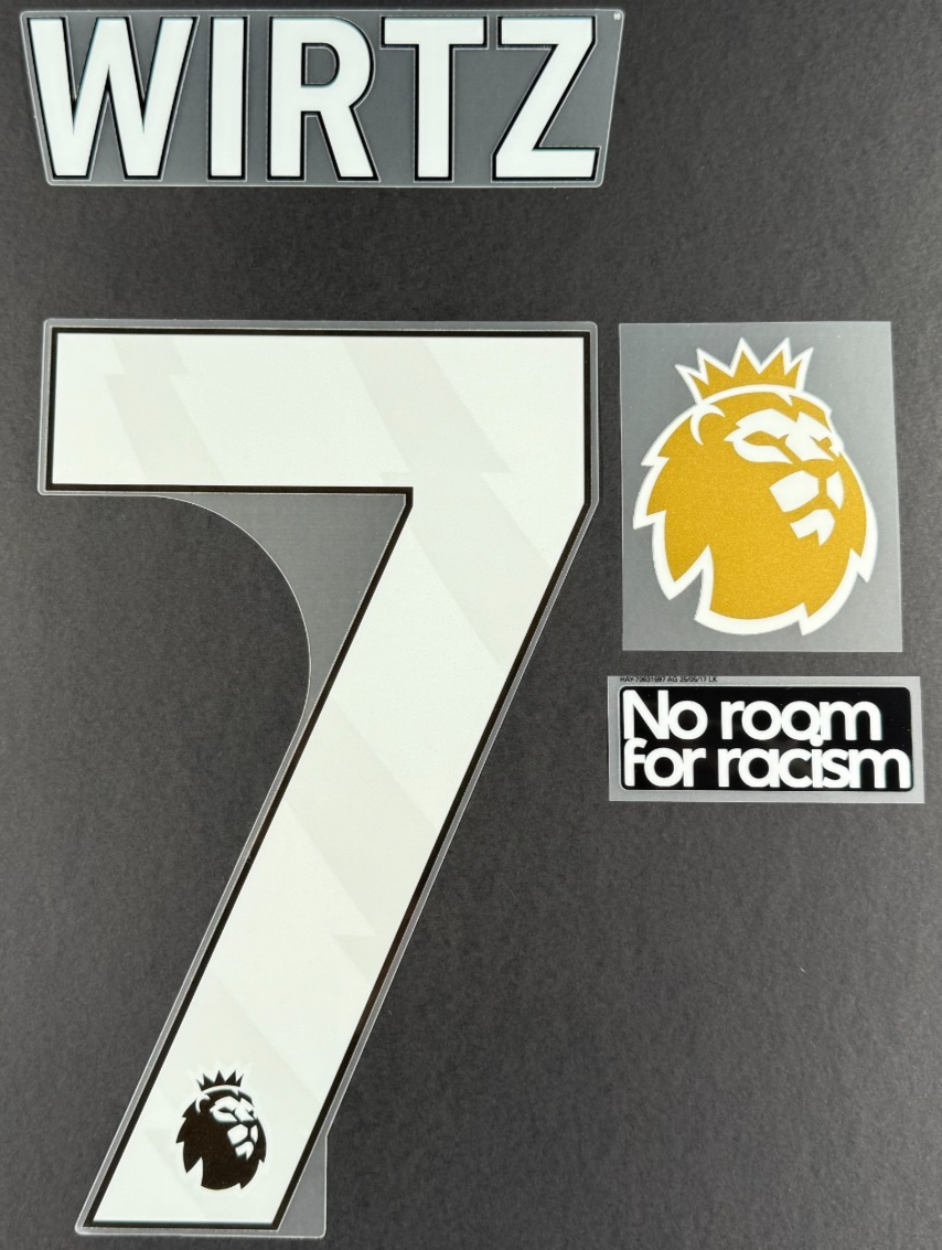 2025 - 2026 WIRTZ 7 OFFICIAL AVERY DENNISON WHITE PLAYER SIZE NAME + PATCHES