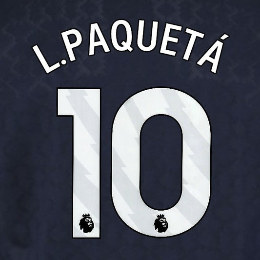 2025 2026 WEST HAM L. PAQUETA 10 OFFICIAL WHITE 3RD PLAYER SIZE NAMESET