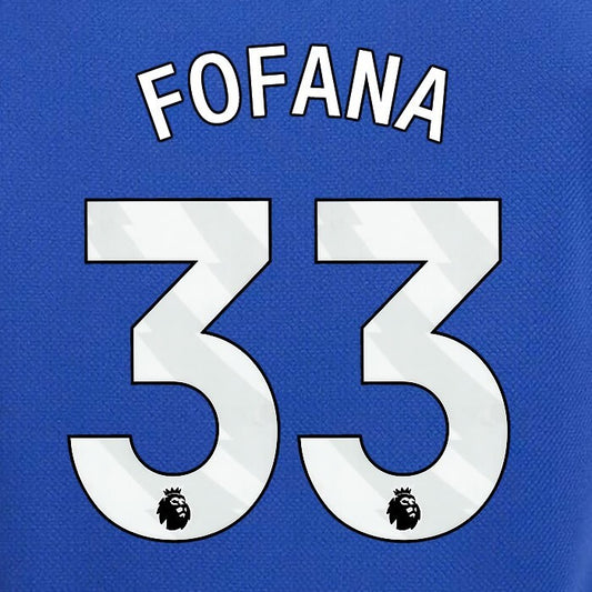 2023 2024 OFFICIAL CHELSEA FOFANA 33 WHITE HOME PLAYER SIZE NAMESET