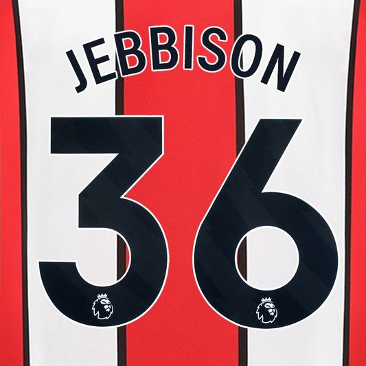 2023 2024 SHEFFIELD UNITED OFFICIAL JEBBISON 36 BLACK HOME PLAYER SIZE NAMESET
