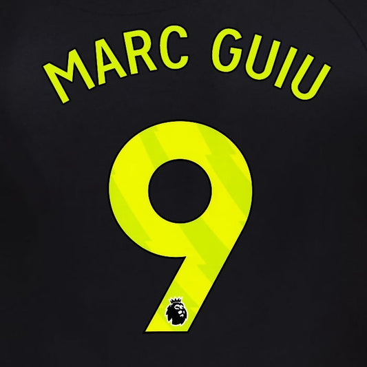 2025 2026 OFFICIAL SUNDERLAND MARC GUIU 9 YELLOW 3RD PLAYER SIZE NAME SET