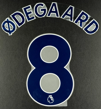 ARSENAL 2019 2023 ODEGAARD 8 OFFICIAL AVERY DENNISON BLUE PLAYER SIZE NAME SET