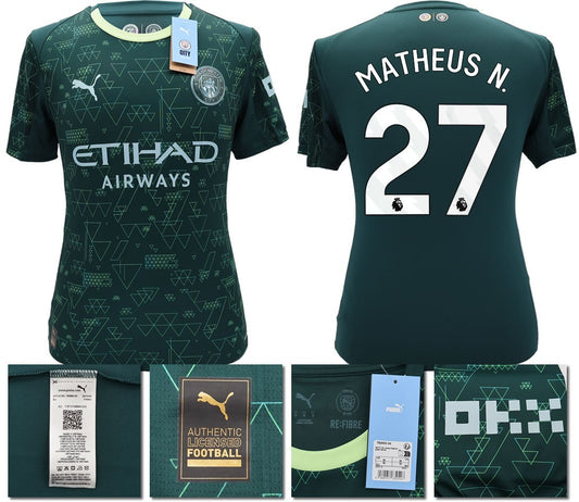 BNWT 2025 2026 MAN CITY PUMA 4TH MATHEUS N. 27 FOOTBALL SHIRT
