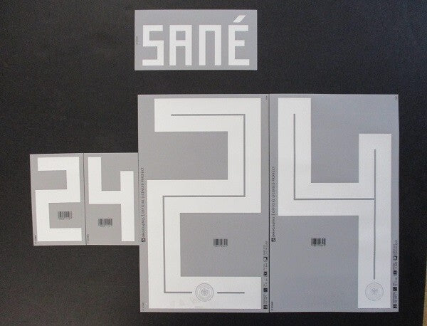 GERMANY 2018 WORLD CUP OFFICIAL DEKO GRAPHICS SANE' 24  AWAY PLAYER SIZE NAMESET