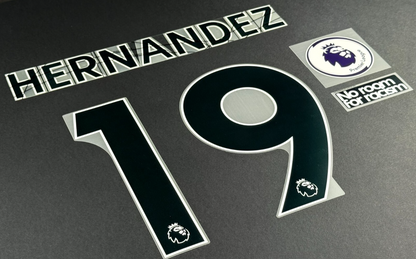 LEEDS UNITED 19-23 HERNANDEZ 19 OFFICIAL AVERY DENNISON BLACK + PATCH SET
