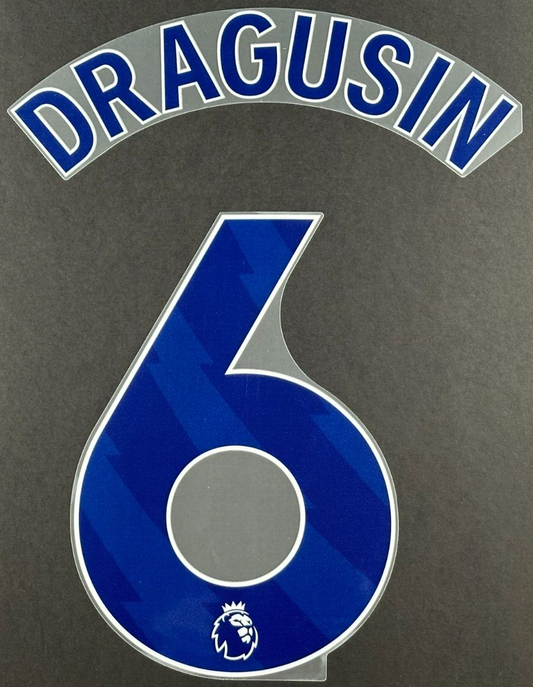 TOTTENHAM 2023/2024 DRAGUSIN 6 AVERY DENNISON BLUE PLAYER SIZE NAME SET